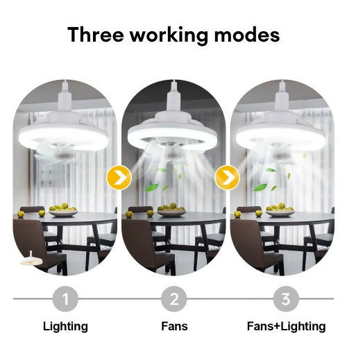 LED Fan Light, 26cm Mini Circulator Ceiling Fan with Remote Control, 360-Degree Rotation, 3 Speeds, 3 Lighting Modes for Home, Bedroom, Office