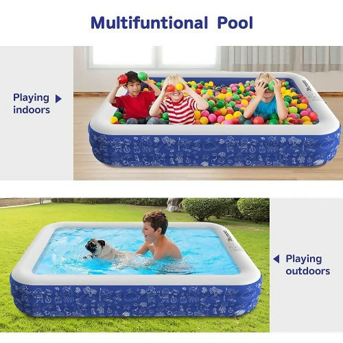 Inflatable Pool, 100" x 72" x 22" Full-Sized Blow Up Swimming Pool for Outdoor, Backyard, Summer Party