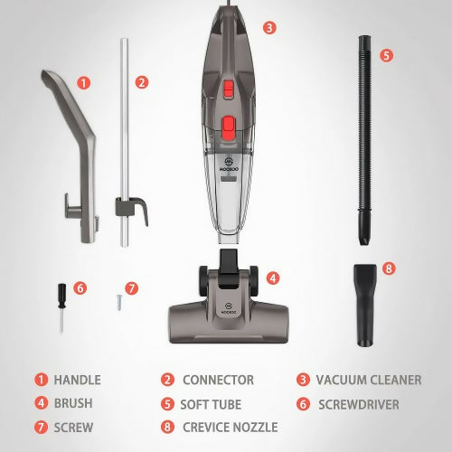 MOOSOO Vacuum Cleaner, 450W Lightweight Corded Stick Vacuum with 15KPa Suction, H12-HEPA Filter, 0.8L Dust Cup
