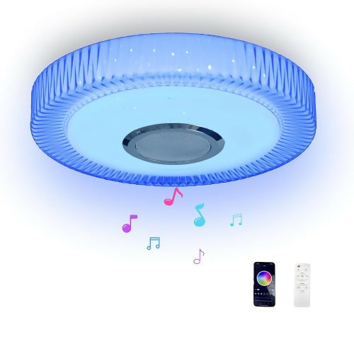 EXHOURME Ceiling Light, Flush Mount Ceiling Light with Bluetooth Speaker, RGB Color Change, APP + Remote Control for Home, Bedroom, Bathroom