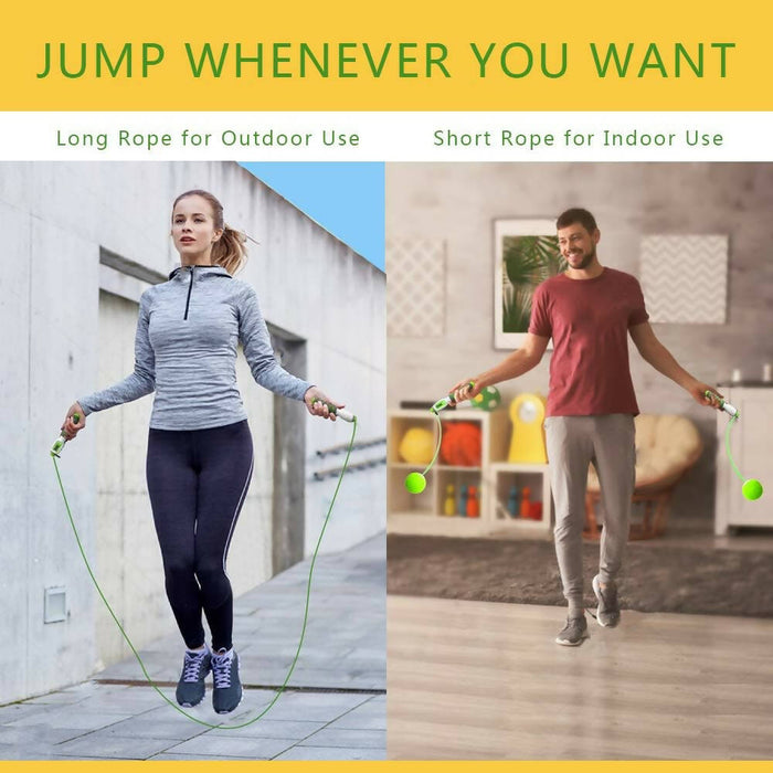 SPEED ROPE Digital Counting Cordless Jump Rope Set - Green