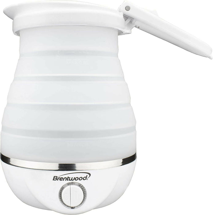 Brentwood BW-KT-1508WH Dual Voltage 120/220 Volt Collapsible-Travel Kettle, 0.8 Liter, White