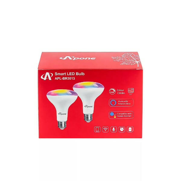 Apone Smart RGB Wi-Fi LED Bulb BR30 13W 2 Pack