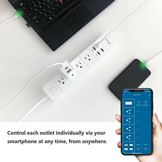 Apone Smart Wi-Fi 4 Outlet Surge with 4 USB Ports