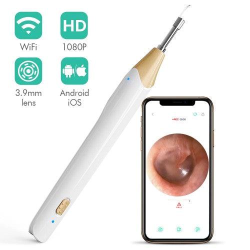 Digital Otoscope WiFi Earpick Camera Visual Endoscope, Ear Scope with 19 Ear Cleaner Tools for iOS, Android