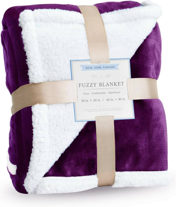 Rose Home Fashion Fuzzy Blanket 90" x 90" Violet Color