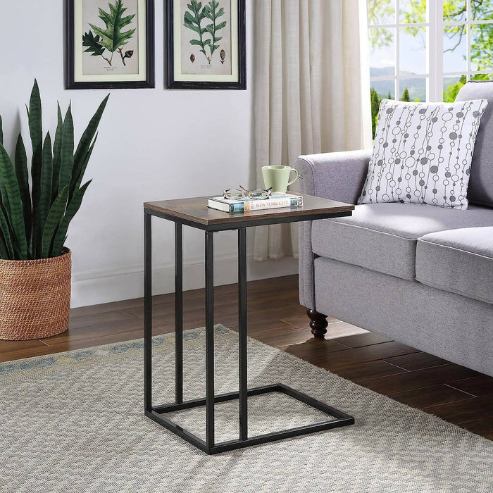C-Shaped Side Table, Laptop Holder Table,Modern Sofa Side Table Snack Table with Wood Tray/Portable End Table for Living Room