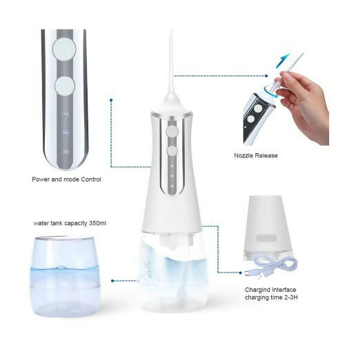 Intelligent Water Flosser, Portable Oral Irrigator Teeth Cleaner with 3 Modes, 300ML Water Tank, Rechargeable Oral Hygiene Flossing for Travel & Home