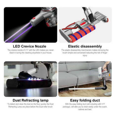 Redroad V17 Handheld Vacuum Cleaner Home Household Wireless Sweep 155AW 26500PA Strong Cyclone Suction 450W Double Brush