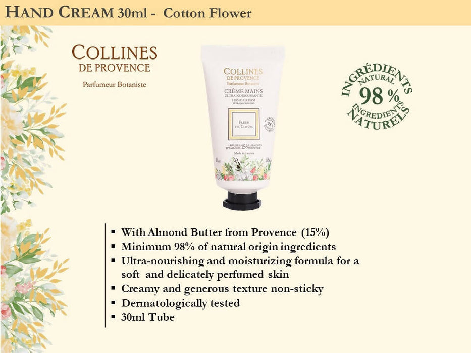 法國天然護膚禮盒裝 - 香氛沐浴露 200ml + 護手霜 30ml (棉花) Shower Gel + Hand Cream Gift Pack (Cotton Flower)