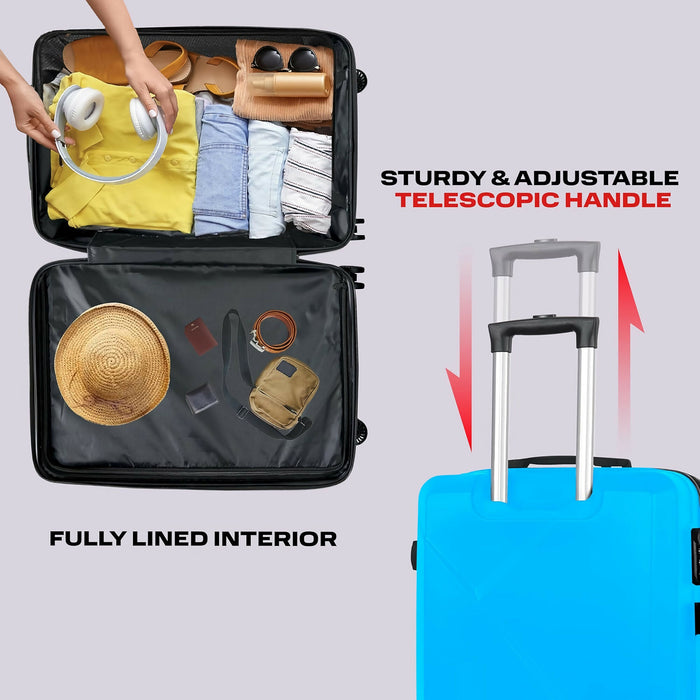 3-Piece ABS Hard Shell Luggage Set, 20"/24"/28" Expandable Suitcases with Spinner Wheels, Anti-Scratch & Built-In Lock - 808