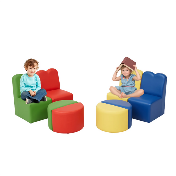 8PCS Toddler Sofa Couch – Kids’ Play Couch for Playrooms, Bedrooms, and Daycares. Multifunctional and colorful seating for indoor play and reading