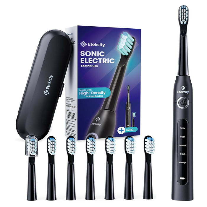 八替換頭音波電動牙刷 | Electric Toothbrush with 8 Brush Heads | 黑 Black, 白 White