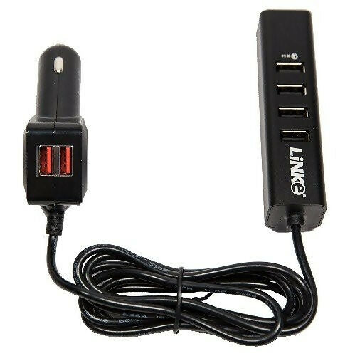 LiNKe 60W 6-Port Smart Car Charger with Quick Charge 3.0 Port