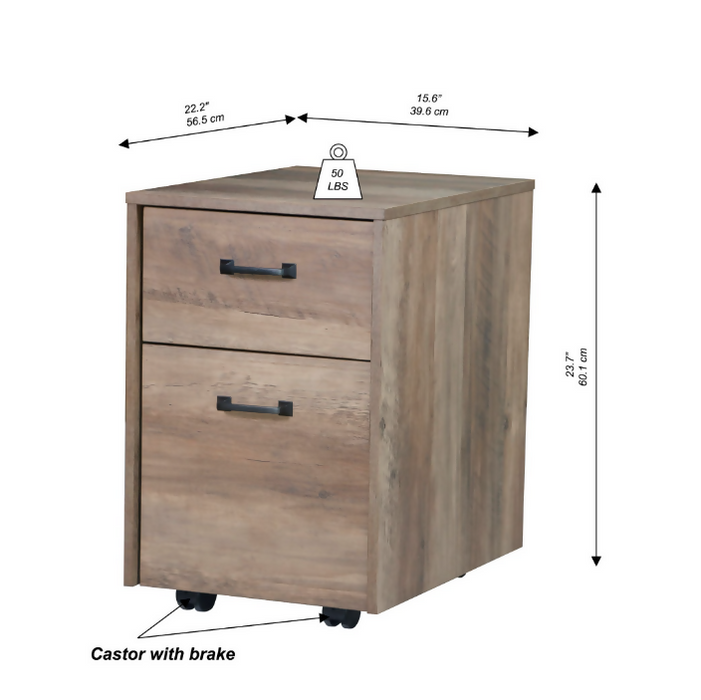 Maxxus 2 Drawers Rustic Oak Mobile File Storage Cabinet