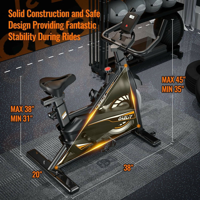 Indoor Cycling Exercise Bike 330 lb Capacity Ultra-Quiet Belt Drive Adjustable Seat & Handlebars Resistance Control Home Cardio Spin Bike