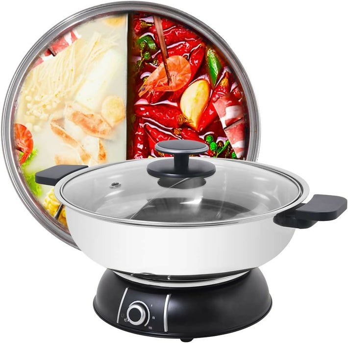 小浣熊 30cm不銹鋼鴛鴦電火鍋 電熱鍋 2格 5L 1500W