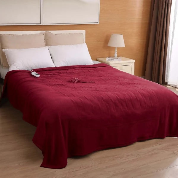 MaxKare Large Electric Heated Blanket Adjustable Timer 4 Heating Levels, 62" x 84"in Heated Throw Blanket Auto-Off Feature Machine-Washable Fabrics Full Body Comfort, Red(213x158cm)