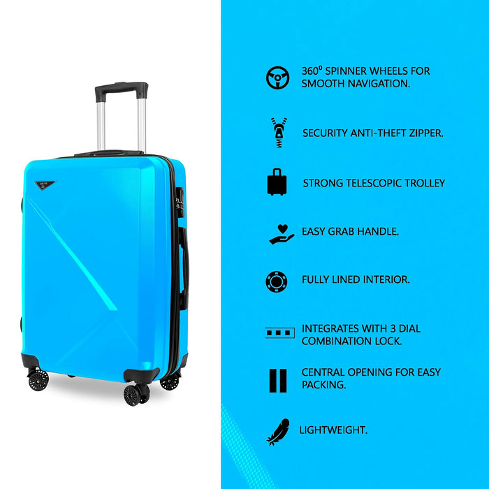 3-Piece ABS Hard Shell Luggage Set, 20"/24"/28" Expandable Suitcases with Spinner Wheels, Anti-Scratch & Built-In Lock - 808