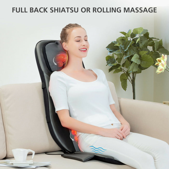 Neck & Back Massager with Heat Full Back Massage Chair Pad, Adjustable Neck Nodes, Rolling Massage, Seat Vibration Cushion for Home, Office, Sofa & Gifts