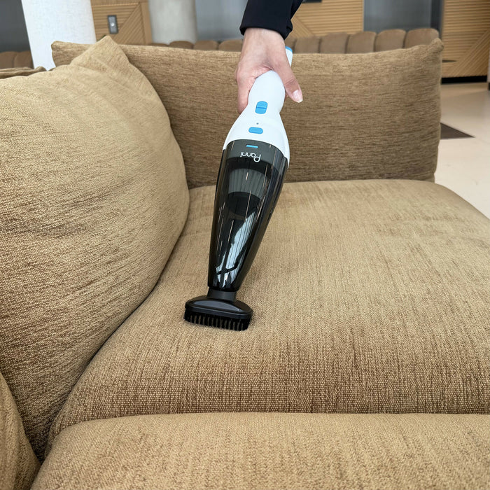 8V Cordless Hand Vacuum with USB Charging, Crevice Tool, Dusting Attachment and Wide Dusting Brush, White