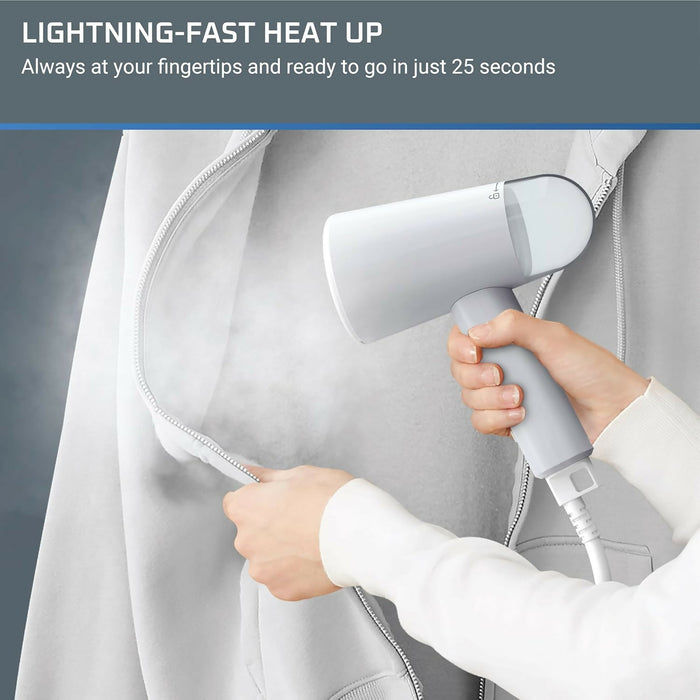 Rowenta Easy Travel 蒸汽衣物蒸汽機 2.3 盎司水箱容量，可折疊手持蒸汽機，輕鬆去皺，1100 瓦，便攜，熨燙，布料，旅行必備品