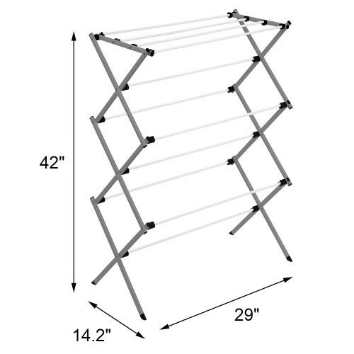 Foldable Drying Rack, Collapsible Steel Laundry Clothes Drying Rack for Air Drying Clothing, 42" x 29" x 14.2"