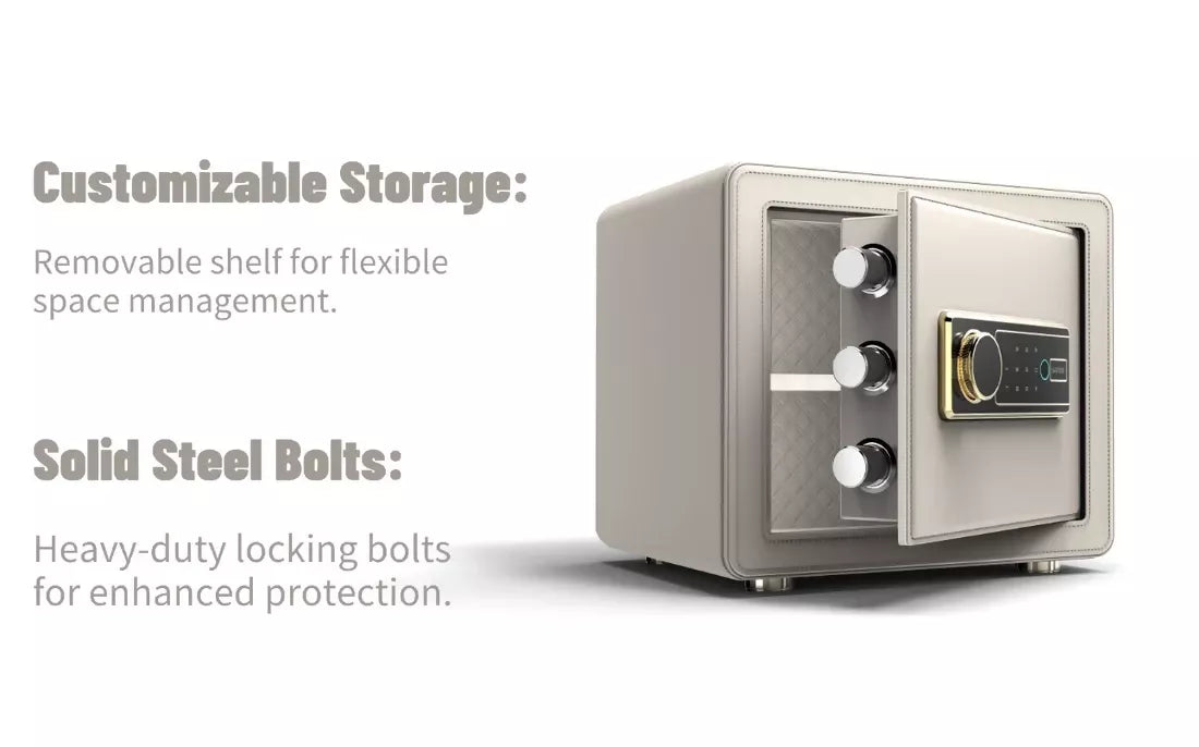 (White) Mini Safe - Colourful Series High-Security Smart Safe, Fingerprint,WIFI Remote & Keypad Lock