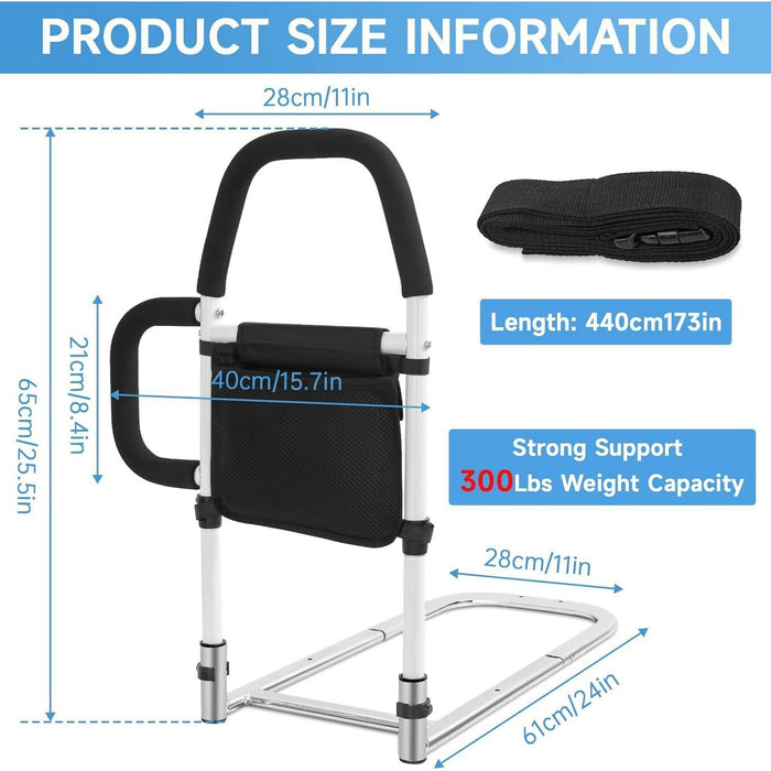 可調節雙扶手長者床邊輔助扶手｜Bed Assist Rail with Dual Handles & 173” Safety Strap