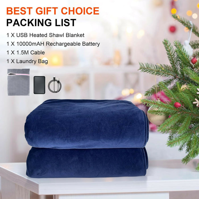 Heated Blanket Battery Operated,Portable Electric Blanket,Heating Blanket 10000mAH,61”x34” USB Heated Blanket Throw,3 Levels Temperature,Flannel Electric Throw Blanket for Home,Office,Camping,Travel