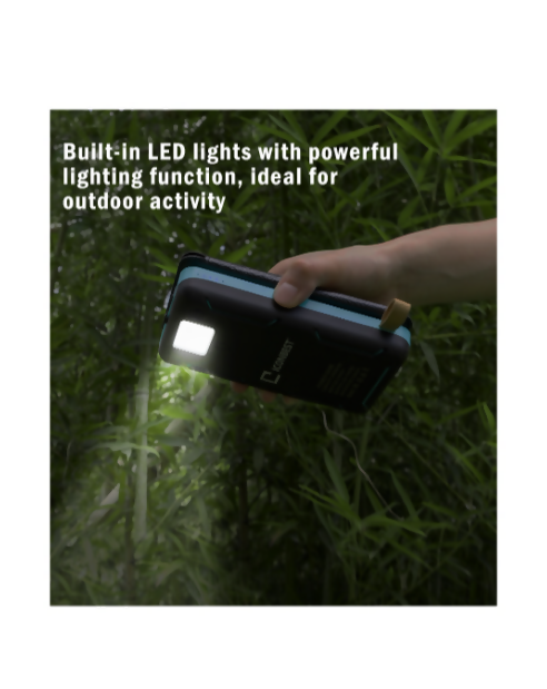 Icon Best 太陽能充電器，20000mAh 太陽能行動電源，4片可折疊太陽能板，戶外便攜充電器，帶3種模式露營燈的外接電池組 -(糖果藍)