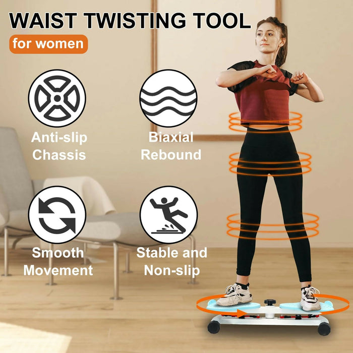 Waist Twister Board with Resistance Bands, Adjustable Resistance Twisting Fitness Tool, Anti-Slip Foot Massage Pedals, Balance Exercise Board for Home Workout, Core Training and Full Body Exercise
