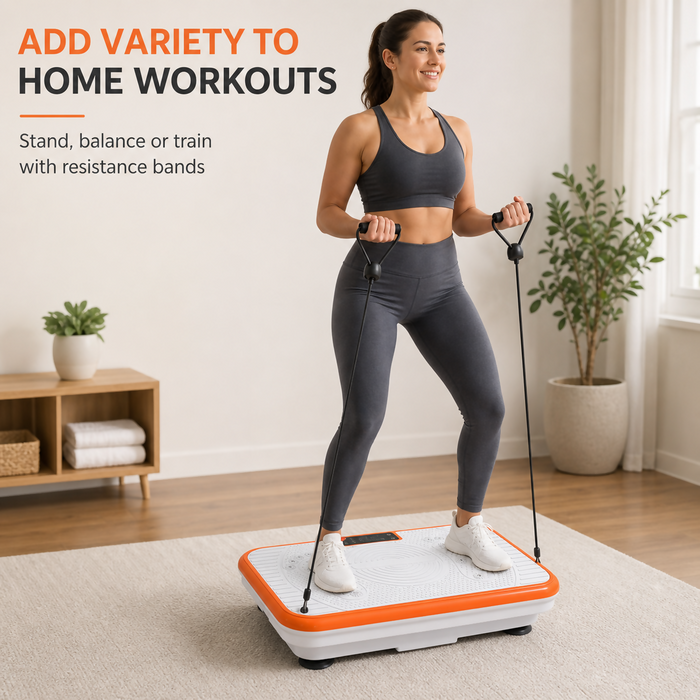 Whole Body Vibration Plate, 99 Speeds, Remote & Resistance Bands, Home Fitness