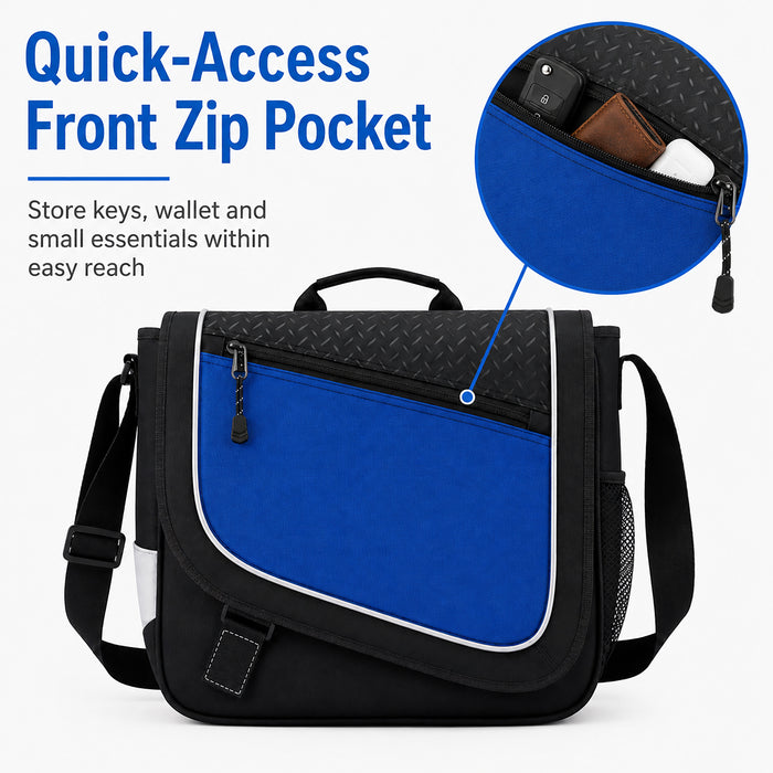 Shoulder Bag, 15.6-Inch Laptop Shoulder Bag, Blue Black, Work School