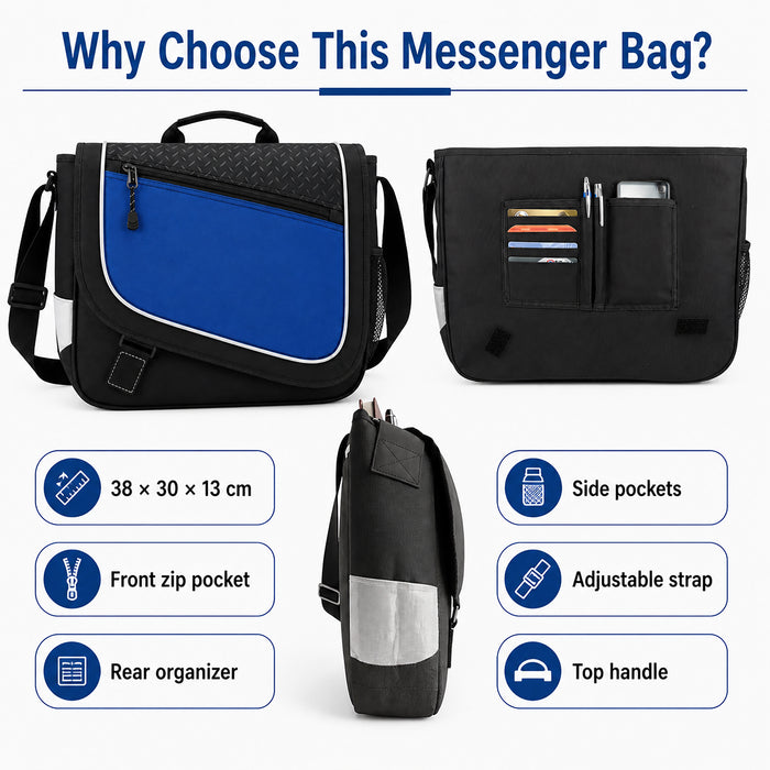 Shoulder Bag, 15.6-Inch Laptop Shoulder Bag, Blue Black, Work School