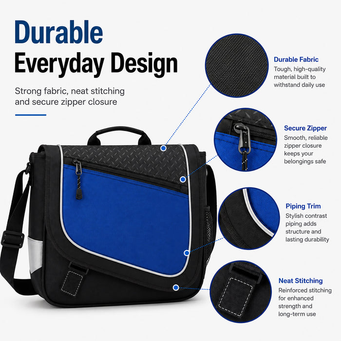 Shoulder Bag, 15.6-Inch Laptop Shoulder Bag, Blue Black, Work School