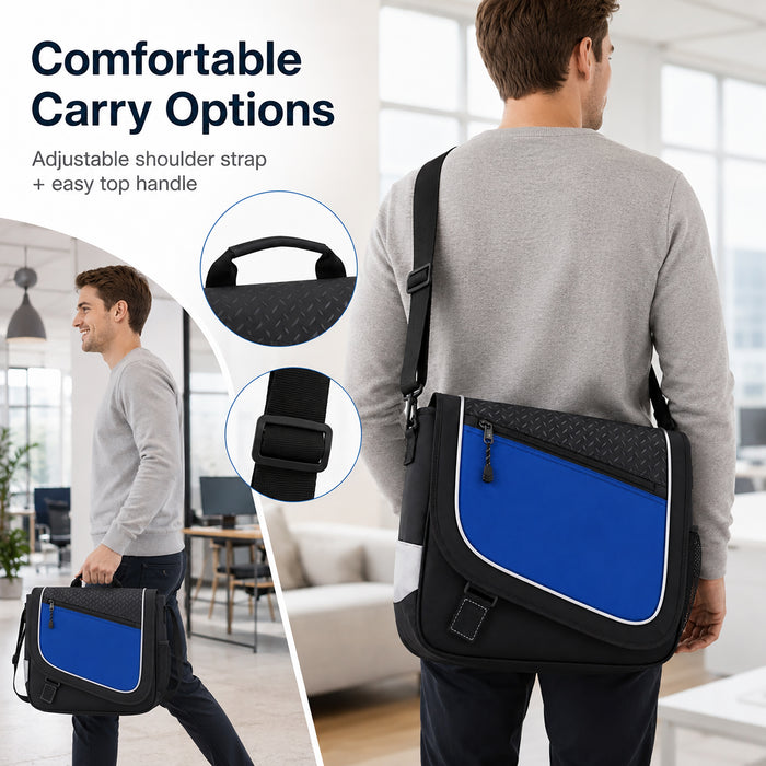 Shoulder Bag, 15.6-Inch Laptop Shoulder Bag, Blue Black, Work School