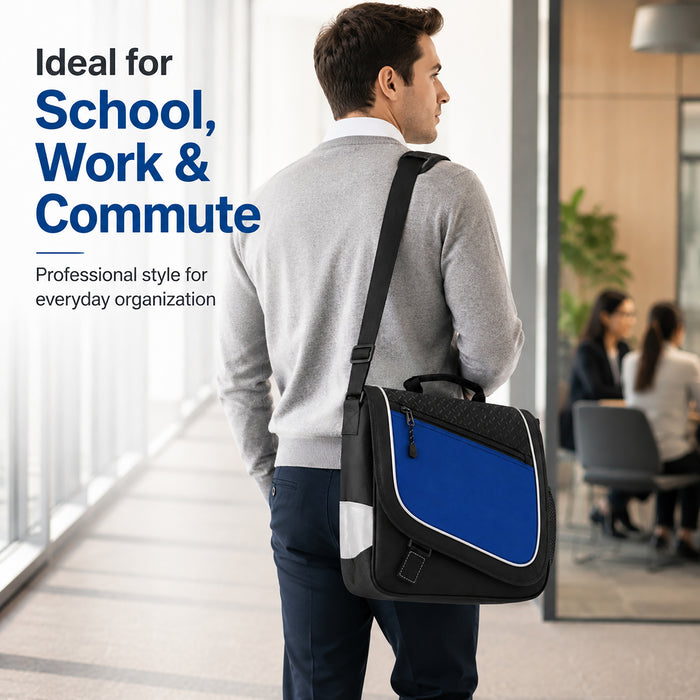 Shoulder Bag, 15.6-Inch Laptop Shoulder Bag, Blue Black, Work School