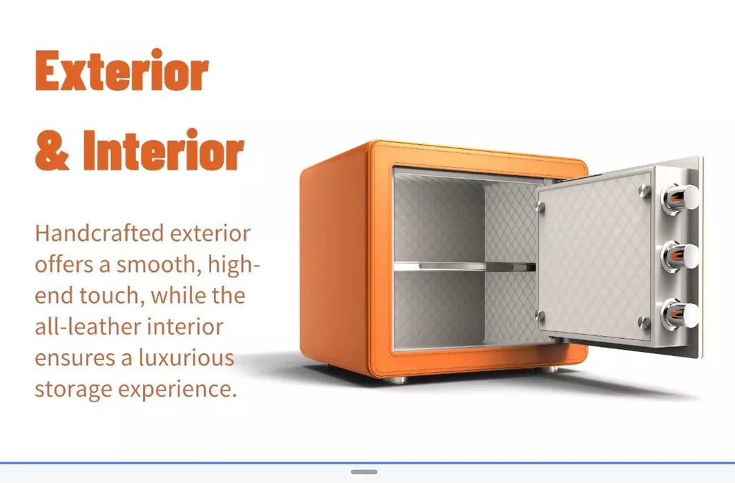 (Orange) Mini Safe - Colourful Series High-Security Smart Safe, Fingerprint,WIFI Remote & Keypad Lock