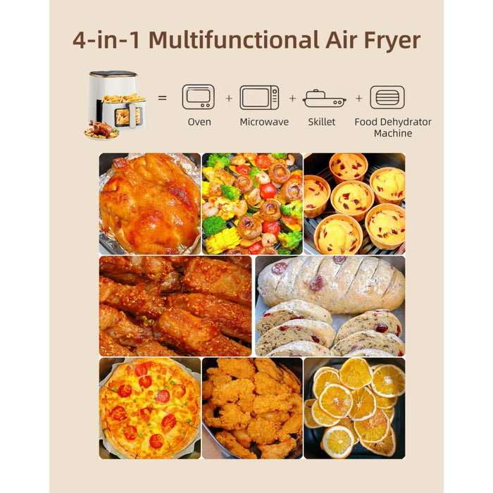 5.3 Qt Air Fryer with Cooking Window 7 Presets 1350W White