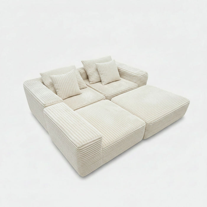 4-piece Cubic Cord Modular L-Shape Boneless Sofa, 280cm Extra Wide Sectional