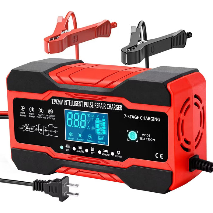 Smart Battery Charger, 12V/24V 10A/5A, Pulse Repair, Auto/RV