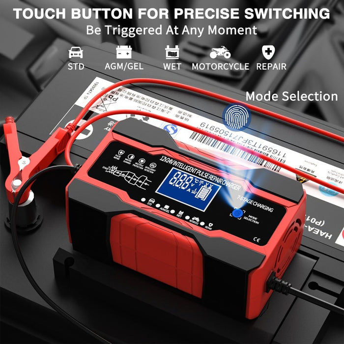 Smart Battery Charger, 12V/24V 10A/5A, Pulse Repair, Auto/RV
