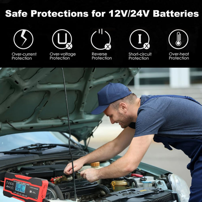 Smart Battery Charger, 12V/24V 10A/5A, Pulse Repair, Auto/RV