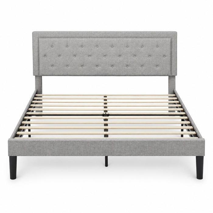 Queen Bed Frame, Grey Tufted Upholstered Platform Bed