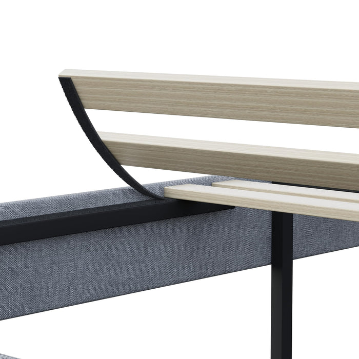 Queen Bed Frame, Grey Tufted Upholstered Platform Bed