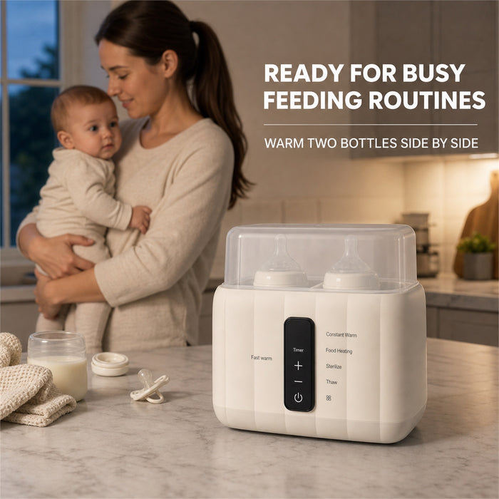 Double Bottle Warmer, 5 Modes with Timer, White