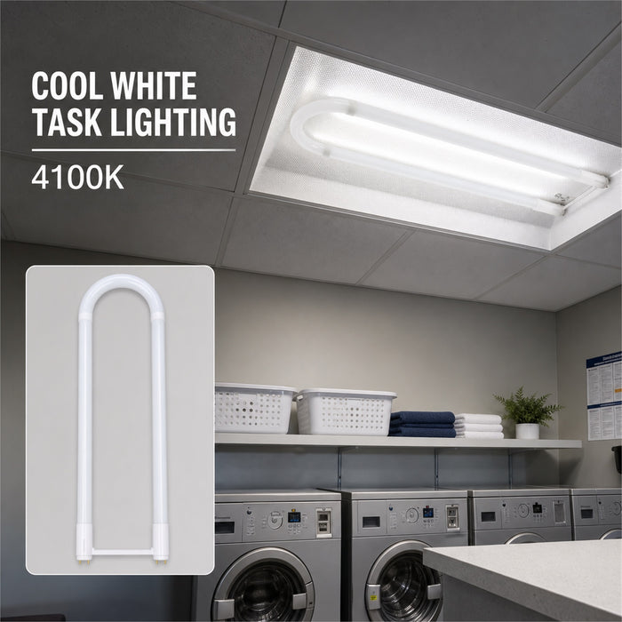 U-Bend LED T8 Bulbs, 2-Pack, 15.5W, 4100K Cool White, 2200LM