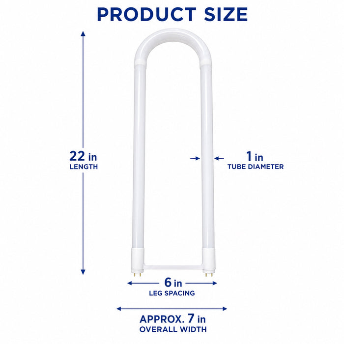 U-Bend LED T8 Bulbs, 2-Pack, 15.5W, 4100K Cool White, 2200LM