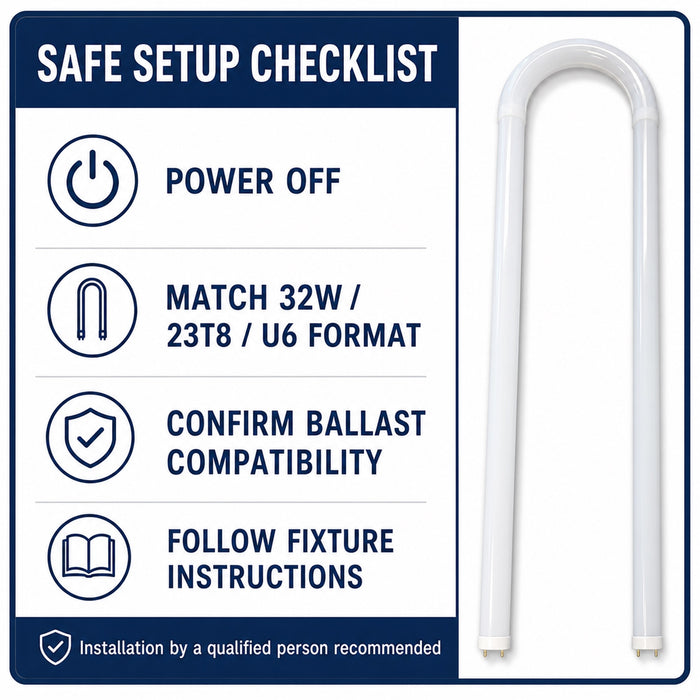 U-Bend LED T8 Bulbs, 2-Pack, 15.5W, 4100K Cool White, 2200LM